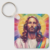 LGBTQ+ Jesus Gay Pride, Regenbogen Jesus Schlüsselanhänger (Vorderseite)