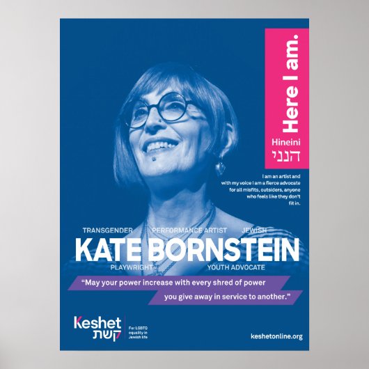 LGBTQ Jewish Heroes Poster - Kate Bornstein (Vorne)