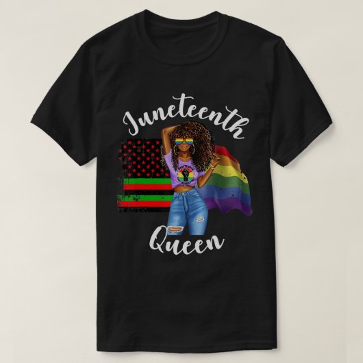 LGBTQ Juneteste Königin Gay Pride Flag BLM Afro Ha T-Shirt (Design vorne)
