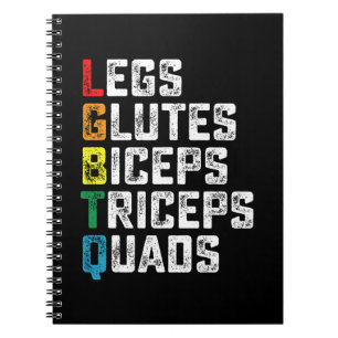 LGBTQ Legs Glutes Biceps Triceps Quads Funny Gym Notizblock