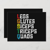 LGBTQ Legs Glutes Biceps Triceps Quads Funny Gym Postkarte (Vorne/Hinten)
