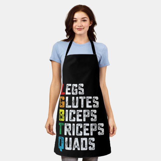 LGBTQ Legs Glutes Biceps Triceps Quads Funny Gym Schürze (Getragen)