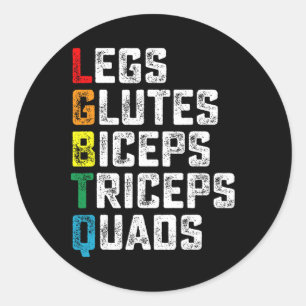 Lgbtq Legs Glutes Biceps Triceps Quads Gym G Runder Aufkleber