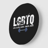 LGBTQ Legs Glutes Biceps Triceps Quads Gym Lover Große Wanduhr (Winkel)