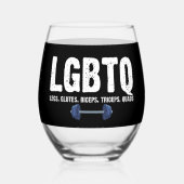 LGBTQ Legs Glutes Biceps Triceps Quads Gym Lover Weinglas Ohne Stiel (Rückseite)