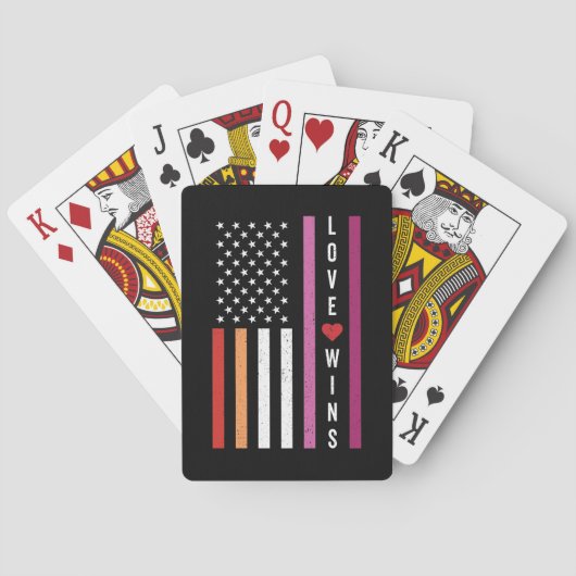 LGBTQ Lesbian Pride Liebe gewinnt amerikanische Fl Spielkarten (Rückseite)