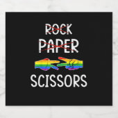 LGBTQ Lesbian Rock Paper Scissors T-Shirt Schaumweinetikett (Einzelnes Label)