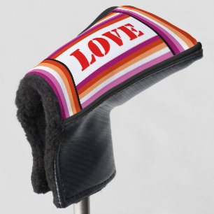 LGBTQ+ Lesbische Flagge mit Liebe Streifen - Golf Headcover