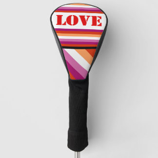 LGBTQ+ Lesbische Flagge mit Liebe Streifen - Golf Headcover