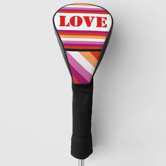 LGBTQ+ Lesbische Flagge mit Liebe Streifen - Golf Headcover (Vorderseite)