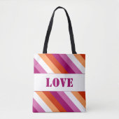 LGBTQ+ Lesbische Flagge mit Liebe Streifen - Tasche (Vorderseite)