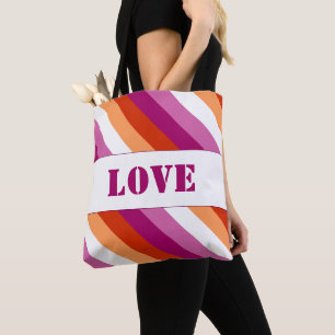 LGBTQ+ Lesbische Flagge mit Liebe Streifen - Tasche