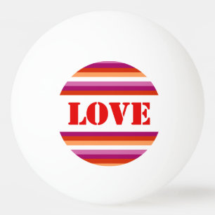 LGBTQ+ Lesbische Flagge mit Liebe Streifen - Tischtennisball