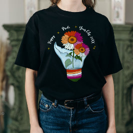 LGBTQ Lesbische Flagge Sonnenblumen in einer Glühb T-Shirt