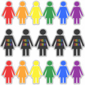 LGBTQ Lesbische Silhouette und Rainbow Ladys Aufkleber (Vorderseite)