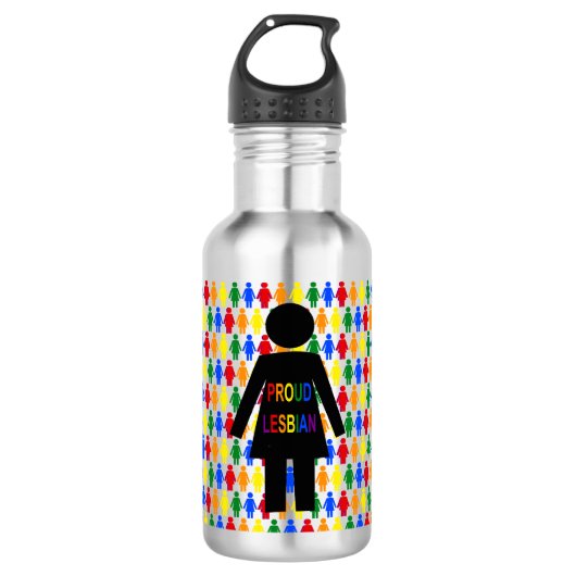 LGBTQ Lesbische Silhouette und Rainbow Ladys Edelstahlflasche (Vorderseite)