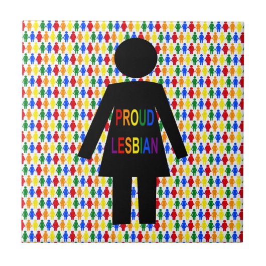 LGBTQ Lesbische Silhouette und Rainbow Ladys Fliese (Vorderseite)