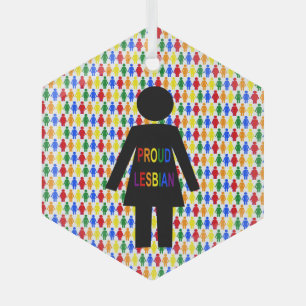 LGBTQ Lesbische Silhouette und Rainbow Ladys Ornament Aus Glas