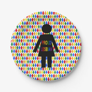LGBTQ Lesbische Silhouette und Rainbow Ladys Pappteller