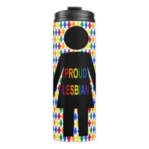 LGBTQ Lesbische Silhouette und Rainbow Ladys Thermosbecher