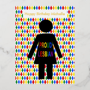 LGBTQ Lesbische Silhouette und Regenbogen Ladys Cu Folien Feiertagspostkarte