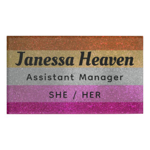 LGBTQ Lesbischer Gay Pride Flaggen Glitzer Name Pr Namenschild