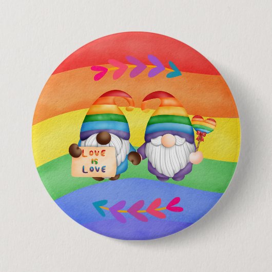 LGBTQ Liebe ist Liebe farbenfroher Regenbogen Button (Vorderseite)