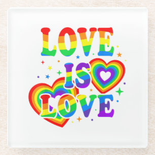 LGBTQ Liebe ist Liebe Gay Pride LGBT Regenbogenfla Glasuntersetzer