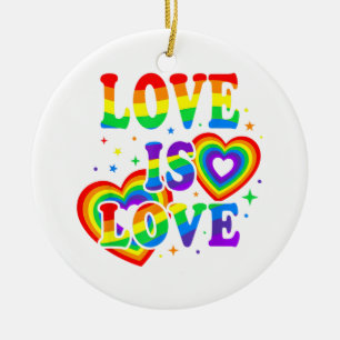LGBTQ Liebe ist Liebe Gay Pride LGBT Regenbogenfla Keramik Ornament