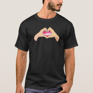 Lgbtq Lipstick-Druckfahne Hand Herz-Schild Lipstik T-Shirt