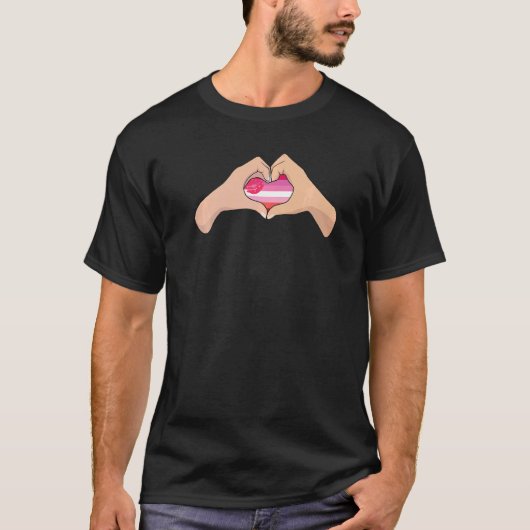 Lgbtq Lipstick-Druckfahne Hand Herz-Schild Lipstik T-Shirt (Vorderseite)