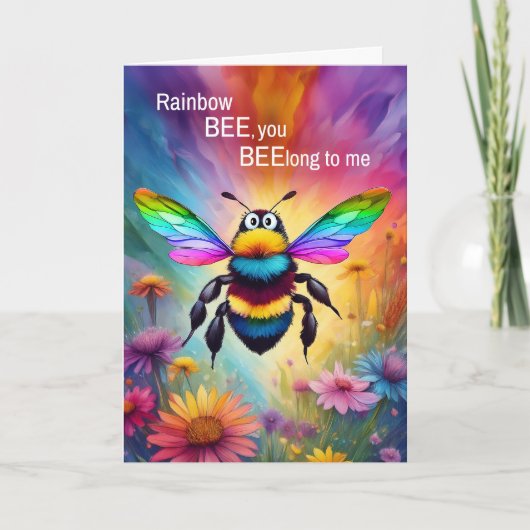 LGBTQ Love Rainbow Bee You BEElong to Me Karte (Vorderseite)