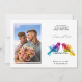 LGBTQ+ mit Foto Rainbow Lovebirds Einladung (Rückseite)