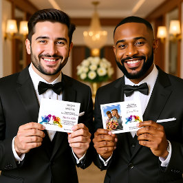 LGBTQ+ mit Foto Rainbow Lovebirds Einladung