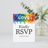 🌈 🐦 LGBTQ mit Hochzeit von Lieben RSVP Karte (Stehend Vorderseite)
