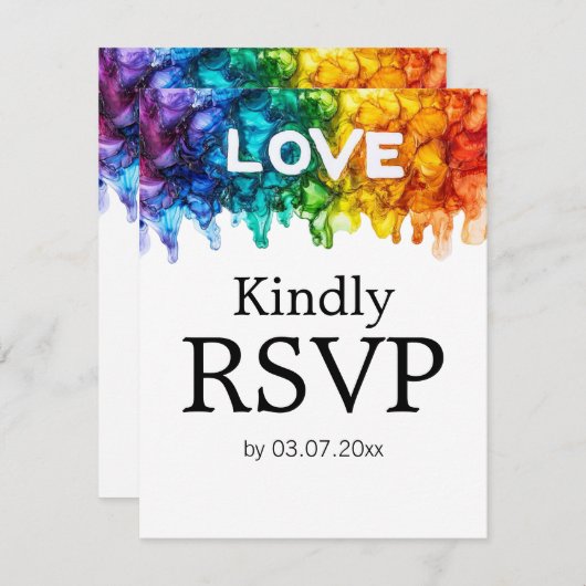 🌈 🐦 LGBTQ mit Hochzeit von Lieben RSVP Karte (Vorne/Hinten)