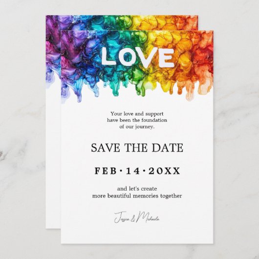 🌈 🐦 LGBTQ mit Hochzeit von Lieben Save The Date (Vorne/Hinten)