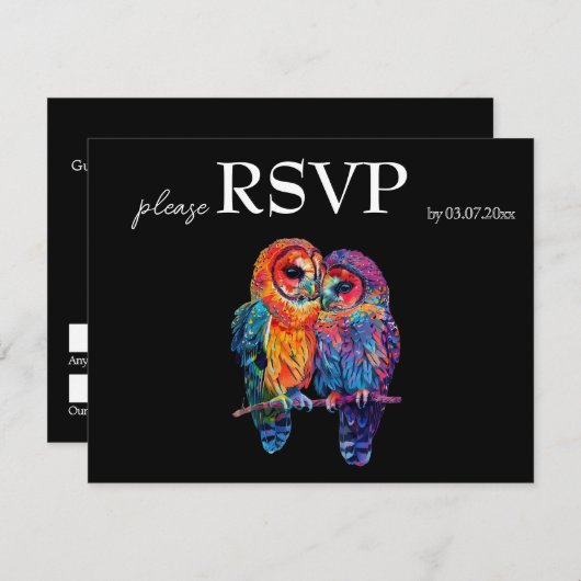 LGBTQ+ mit Menü Budget Ewige Einheit RSVP Karte (Vorne/Hinten)