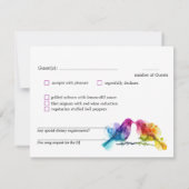 LGBTQ+ mit Menü Rainbow Lovebirds RSVP Karte (Rückseite)
