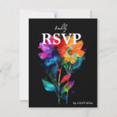 🌈 LGBTQ Mit Menü und QR-Code Petals & Pride  RSVP Karte (Vorderseite)