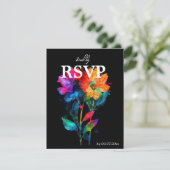 🌈 LGBTQ Mit Menü und QR-Code Petals & Pride  RSVP Karte (Stehend Vorderseite)