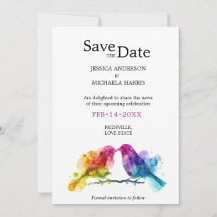 LGBTQ+ mit QR-Code Rainbow Lovebirds Save The Date