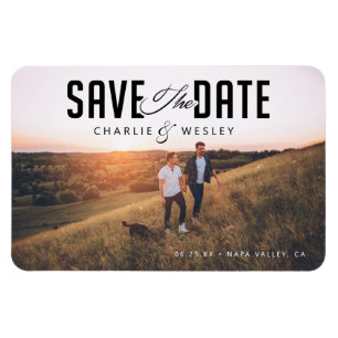 LGBTQ Modern Save the Date mit Foto Magnet