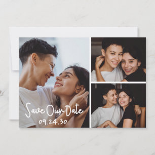 LGBTQ Moderne Fotocollage Flache Save The Date Kar