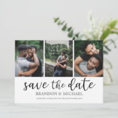 LGBTQ Modernes Skriptfoto Collage Save The Date (Stehend Vorderseite)