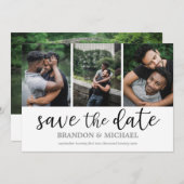 LGBTQ Modernes Skriptfoto Collage Save The Date (Vorne/Hinten)