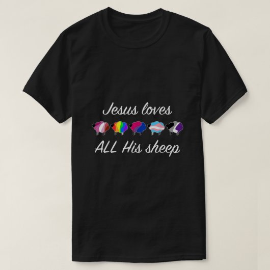 LGBTQ Monat Ally Rainbow Flag Sheep Jesus Ch T-Shirt (Design vorne)