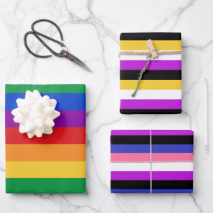 LGBTQ, nichtbinär, Genderfluidflags Geschenkpapier Set