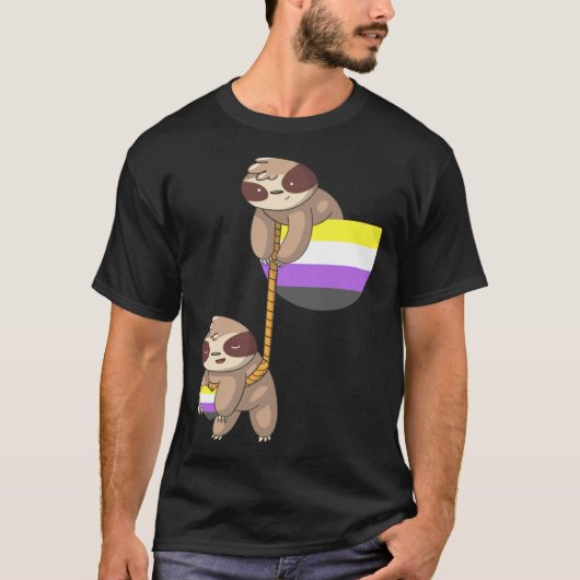 LGBTQ Nonbinary Pride Sloth Rope Playing Nonbinary T-Shirt (Vorderseite)