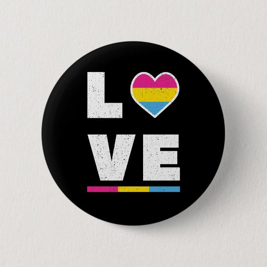 LGBTQ Pansexual Pride Flag Distressive Grunge Lieb Button (Vorderseite)